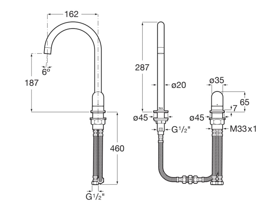 ROCA A5A3W3FP20 NU Grifo Monomando Lavabo con Maneta de Repisa Maneta Dome Verde Menta