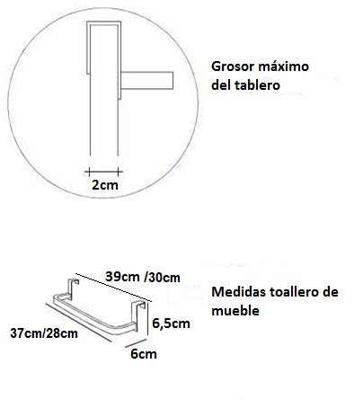 ARCOBAÑ 20TMNE  Toallero Mueble Negro 38,5cm