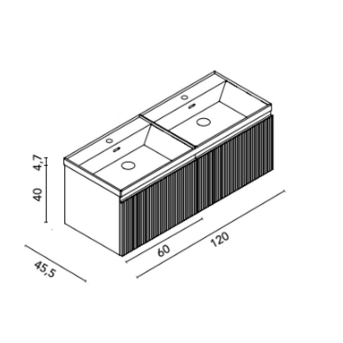 ROYO C0078461 VORA Mueble 120 2C+Lavabo Cairo Habana Mate