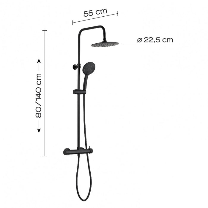 GEDY GYSC1025160 STAR PLUS Grifo Monomando Gran Ducha Telescópico Negro Mate