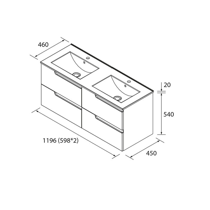 SALGAR 111765 VIMA Mueble+Lavabo 120 Color Blanco Satinado