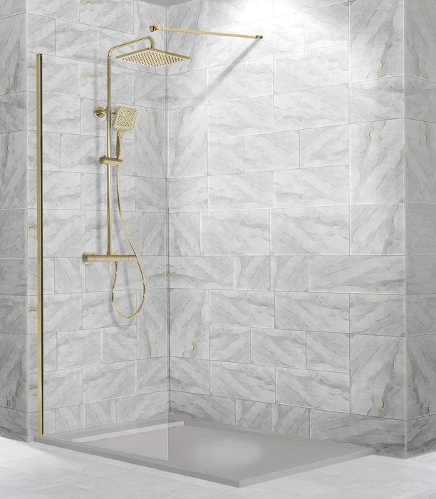 KASSANDRA FR633 FRESH Mampara Ducha Fija Oro Cepillado Transparente