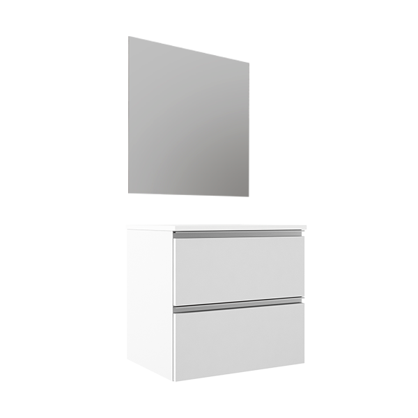VISOBATH GRANADA Conjunto Completo Mueble de Baño Suspendido 2 Cajones Color Blanco Ada Mate Tirador Aluminio
