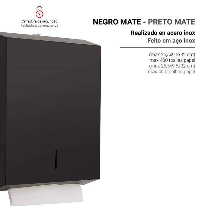 GEDY 24601400000 Dispensador Toallas Papel Negro Mate