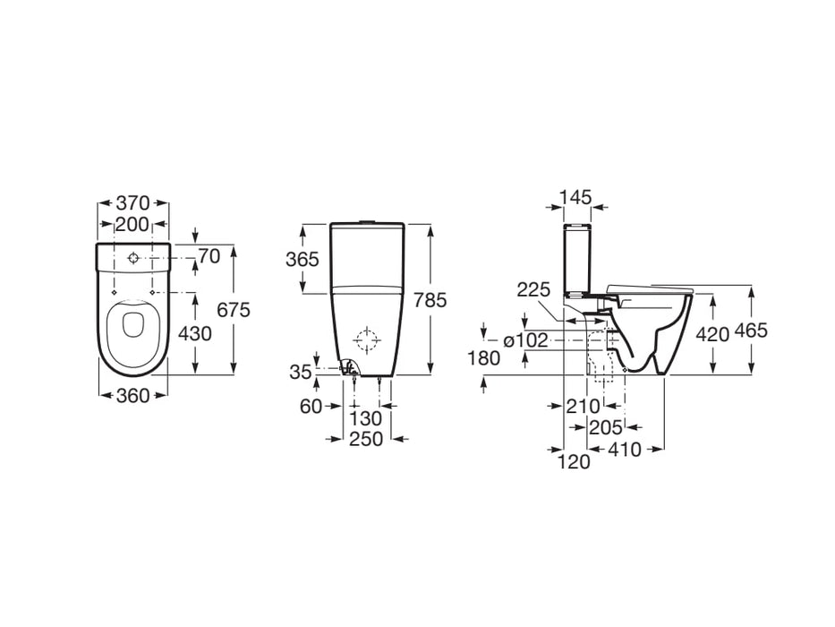 ROCA A342687000 ONA Taza Rimless Para Tanque Bajo Pie Abierto
