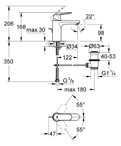GROHE 23 325 000 EUROSMART COSMOPOLITAN Grifo Lavabo M Con Vaciador