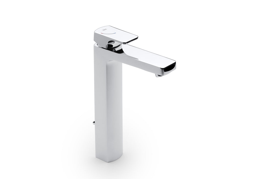 ROCA A5A3G01C00 L90 Mezclador de Caño Alto Monomando Lavabo con Desagüe Automático Cold Start Cromo