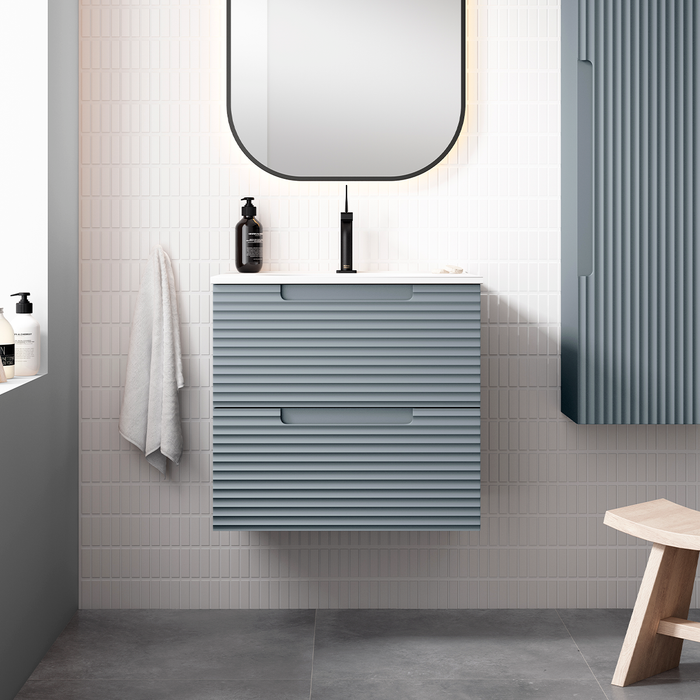 VISOBATH KYOTO Mueble de Baño con Lavabo 2 Cajones Suspendido Color Avio