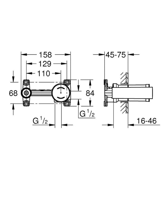 GROHE 23 571 000 Cuerpo Empotrado Para Lavabo