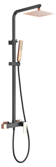IMEX BDC032/NOR SUECIA Grifo Monomando Conjunto de Ducha Telescópico Negro Oro Rosa