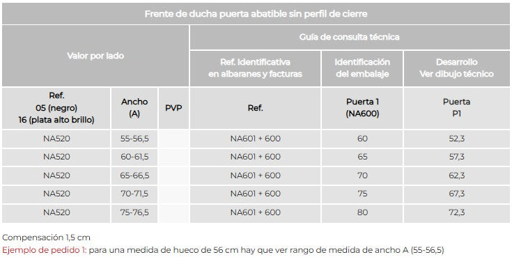 KASSANDRA NARDI NA520 Mampara de Ducha Puerta Abatible Sin Perfil de Cierre Oro Cepillado Transparente