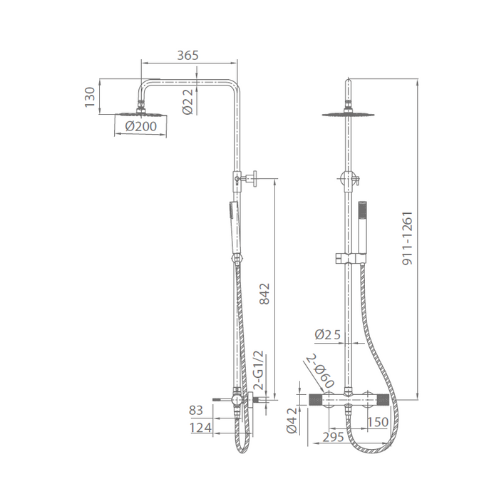 IMEX BDG053/BGM GENOVA-PIAMONTE Conjunto De Ducha Monomando Black Gun Metal