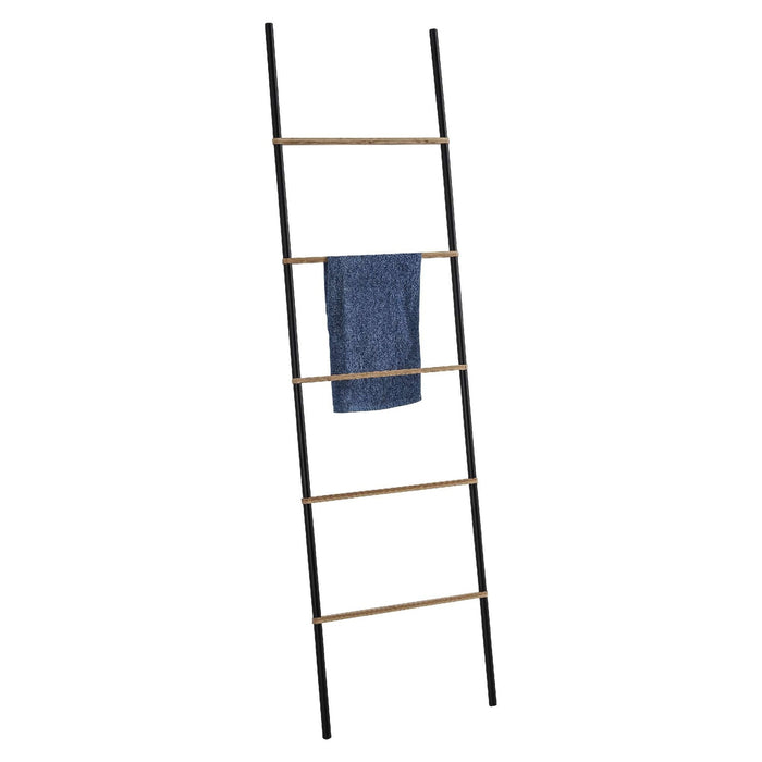 GEDY 30314100000 KENTA Toallero y Columna de Pie Negro Mate-Natural