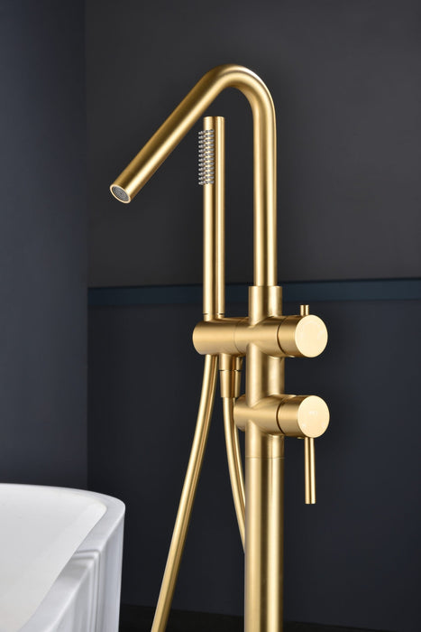 IMEX BBECO1/OC CORCEGA Grifo Monomando de Bañera Exenta Oro Cepillado