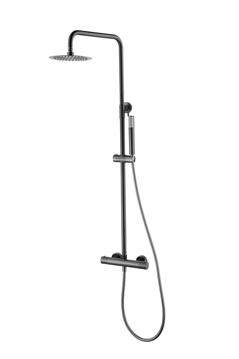 IMEX BTM039/BGM MONZA Conjunto Grifo Ducha Telescópico Termostático Black Gun Metal