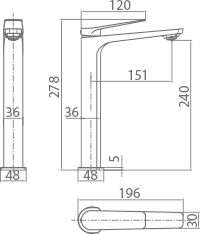 IMEX BDN047-3OC NÁPOLES Monomando Lavabo Alto Oro Cepillado