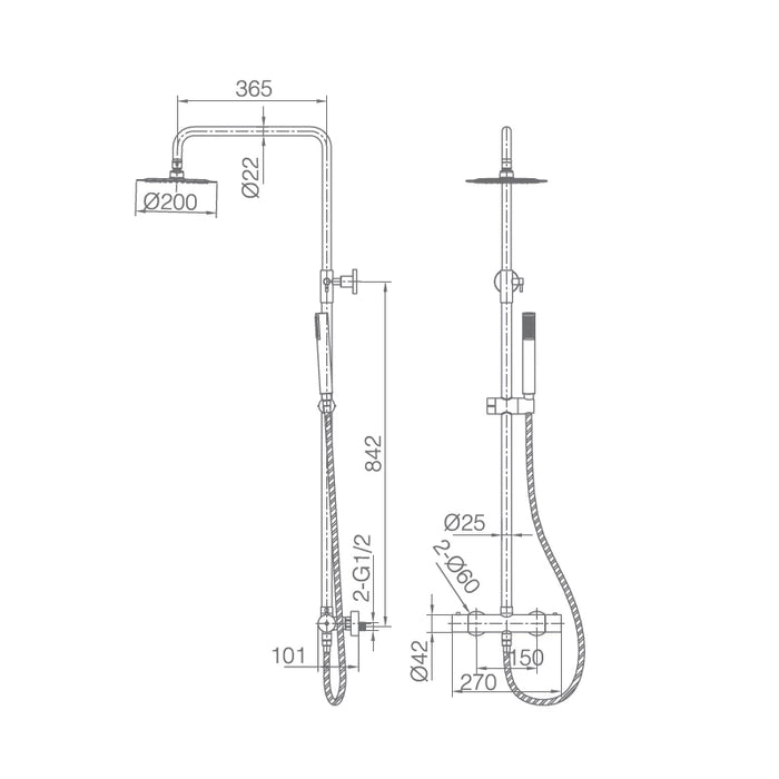 IMEX BTG053/NG GÉNOVA Conjunto Ducha Termostático Negro Mate