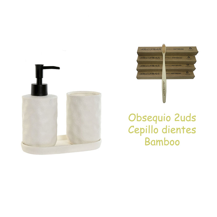 ARCOBAÑ FCLAPONIA  Lote Dispensador/dosificador Jabón + Vaso Blanco Laponia