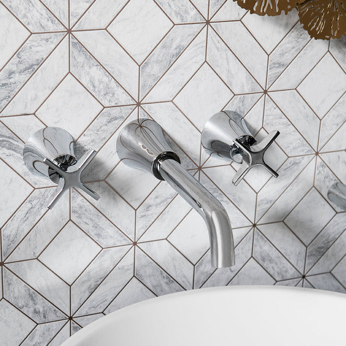 RAMONSOLER 912001 ADAGIO Grifo Bimando Mural de Lavabo Empotrado Cromo
