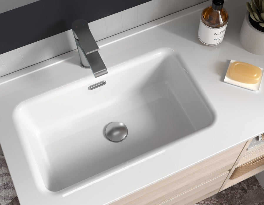 SALGAR BEQUIA Mueble de Baño con Lavabo 2 Cajones 2 Huecos Negro Roble África Izquierda