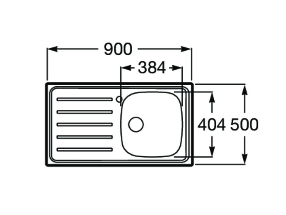 ROCA A870H40901 E-90 Fregadero Con Escurridor Izquierda Montaje Sobremueble