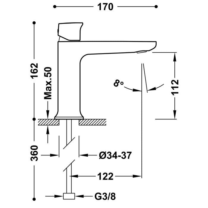 TRES 22210402BM Grifo Monomando Para Lavabo Acabado Blanco Mate