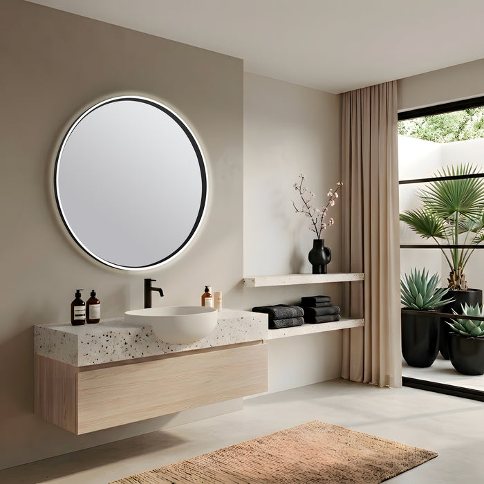 BATHSTAGE B-APOLO Espejo Led Redondo C/Sensor Touch Doble Triled y Antivaho Marco Oro Viejo