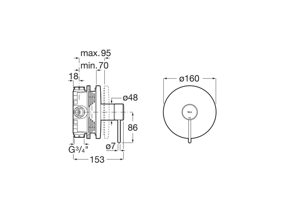ROCA A5A2B3FC00 NU Grifo Monomando Empotrable para Baño o Ducha Maneta Pin Cromo