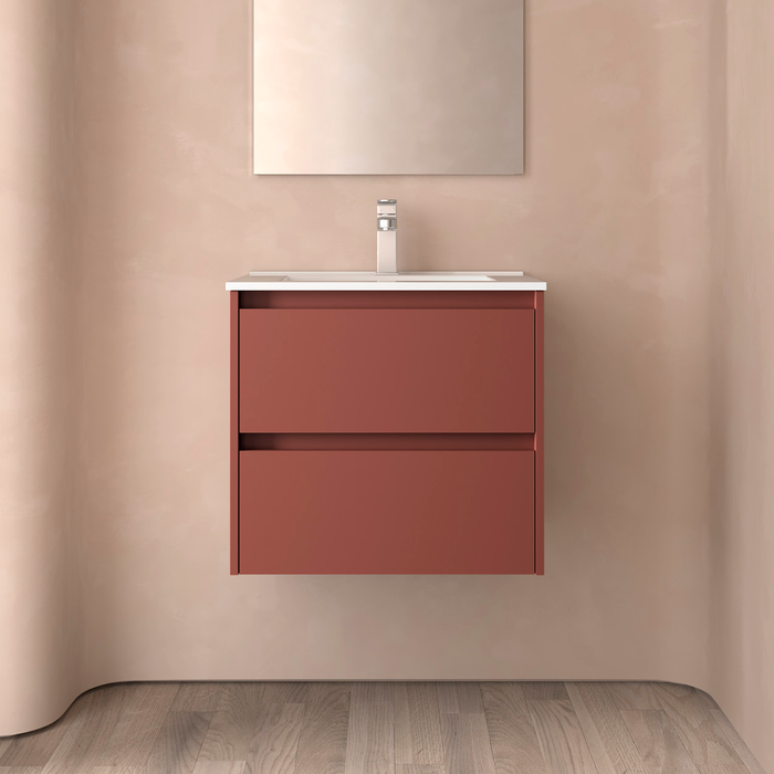 SALGAR NOJA Mueble de Baño con Lavabo 2 Cajones Color Rojo Satinado