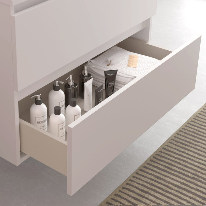 SALGAR 102235 BEQUIA Mueble de Baño con Lavabo de Posar y Encimera 120 2 Cajones y 4 Huecos Blanco Roble África