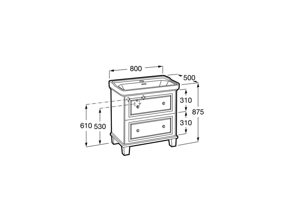 ROCA A851369415 CARMEN UNIK Mueble + Lavabo 2 Cajones Blanco