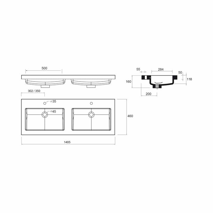 SALGAR 106181 NOJA Mueble+Lavabo 4 Cajones 140 cm Color Azul Mate