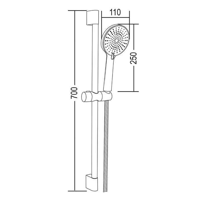 LLAVISAN L119144 Kit Flexo, Barra Y Ducha Negro Future Redondo