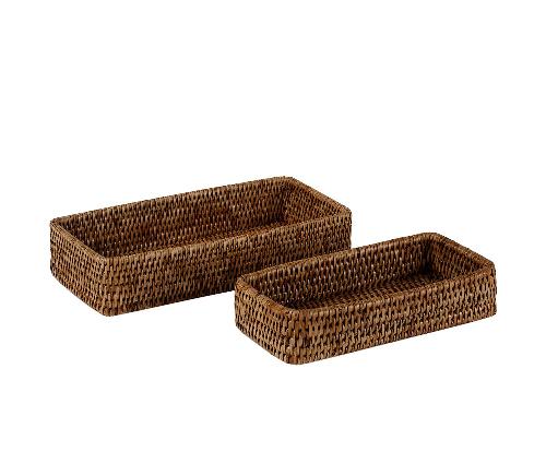 ANDREA HOUSE AX75088 Set 2 Bandejas Ratán Marrón