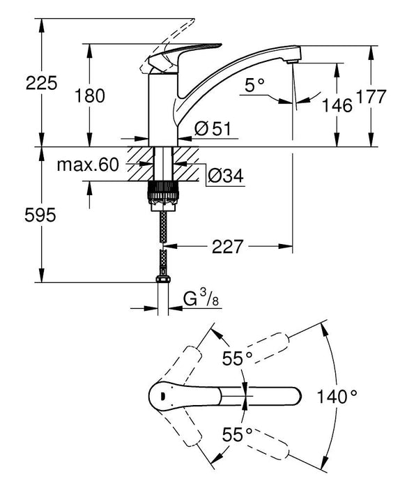 GROHE 33 281 003 EUROSMART Monomando Fregadero