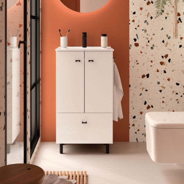 SALGAR INARA Mueble+Lavabo 2P+1C Fondo Reducido Blanco Mate