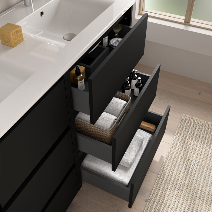 SALGAR NOJA Mueble de Baño con Lavabo 3 Cajones Color Negro Mate