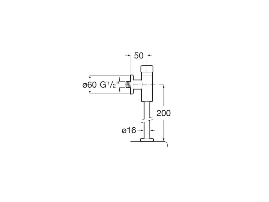 ROCA A5A9177C00 AQUA Comfort Fluxor Exterior de 1/2" para Urinario con Accionamiento Pulsador Cromo