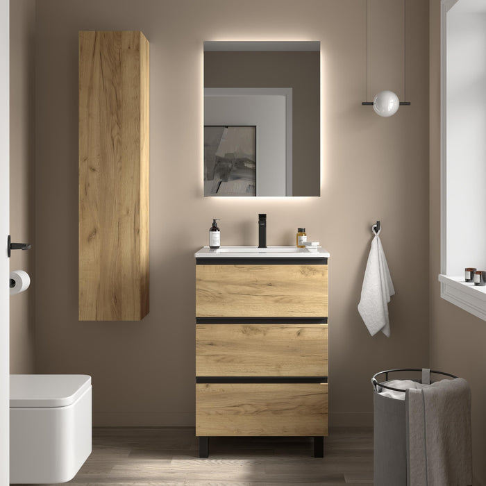 SALGAR BEQUIA METAL Mueble 3C Lavabo Constanza Roble