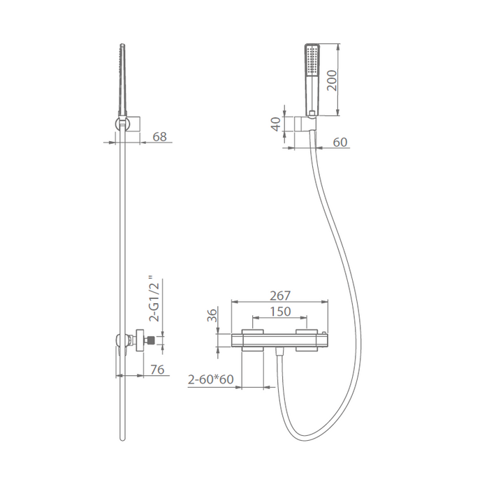 IMEX BTT064-5NQ TOSCANA-AREZZO Termostatico Kit Ducha Niquel