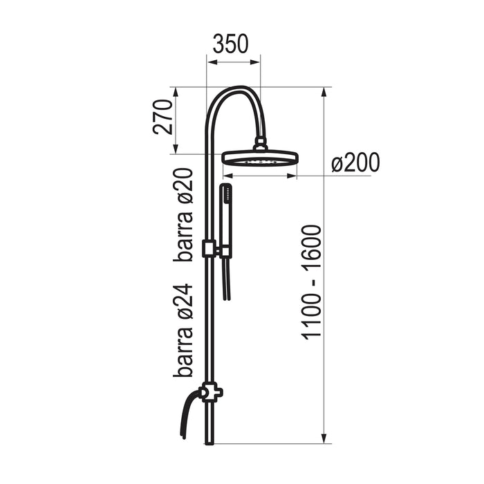 PRESTO 269200 Columna con rociador y accesorios minimalista para grupo de baño Cromo