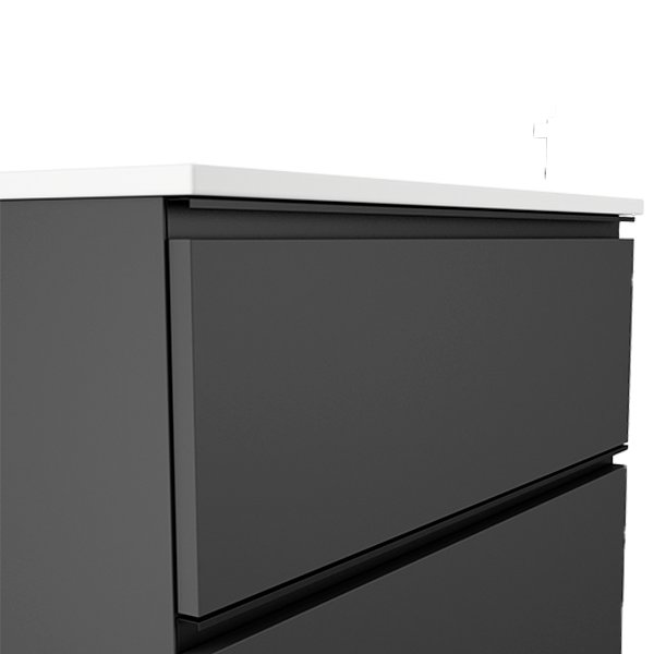 VISOBATH GRANADA Mueble de Baño con Lavabo 3 Cajones Color Ceniza Tirador Negro
