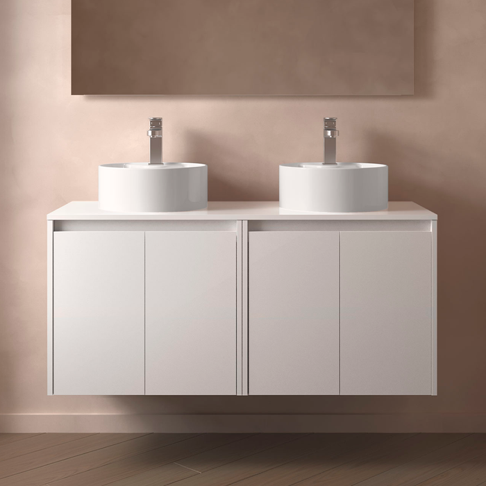 SALGAR 105570 NOJA Mueble de Baño con Tapa Encimera 4 Puertas 140 cm Color Blanco Brillo