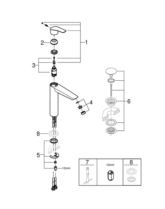 GROHE 13 448 003 EUROSMART Caño de bañera cromo