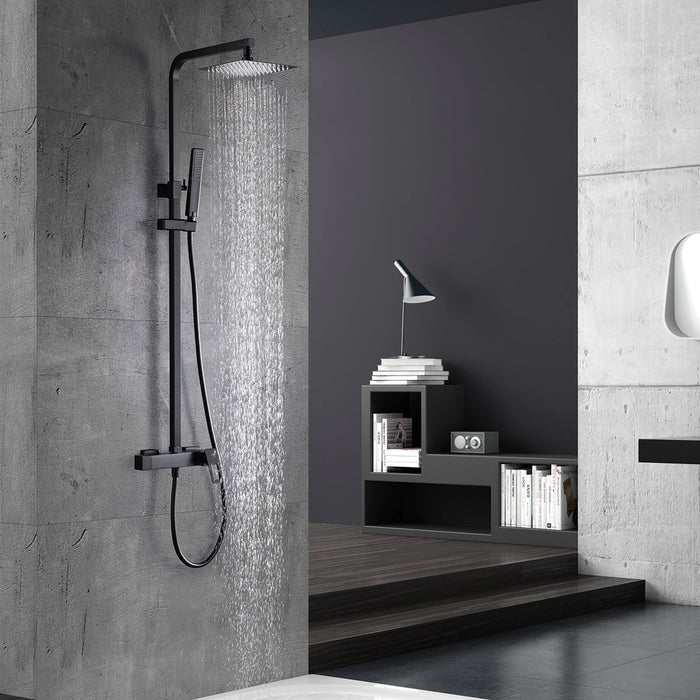 IMEX BDC032/NG SUECIA Grifo Monomando Conjunto de Ducha Telescópico Negro Mate