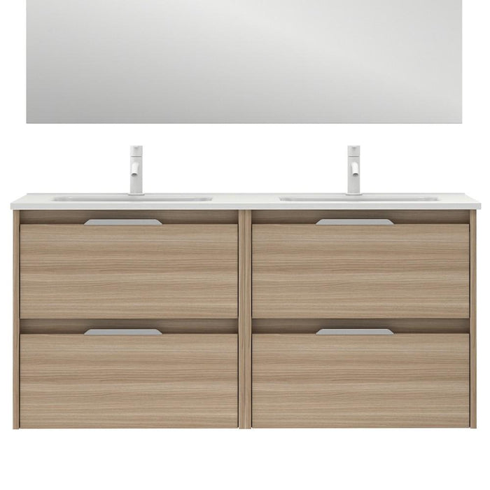 AMIZUVA C0073822 SUKI Mueble de Baño con Lavabo 2 Cajones 120 cm Nogal Arenado