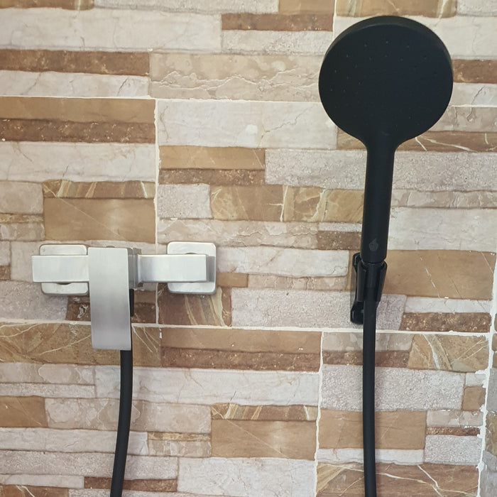 ARCOBAÑ LOPAICN  Lote Ducha Acero Cuadrado + Set Negro