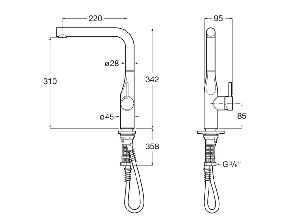 ROCA A5A834DC00 GLERA Grifo Monomando Cocina Caño Giratorio Cromo