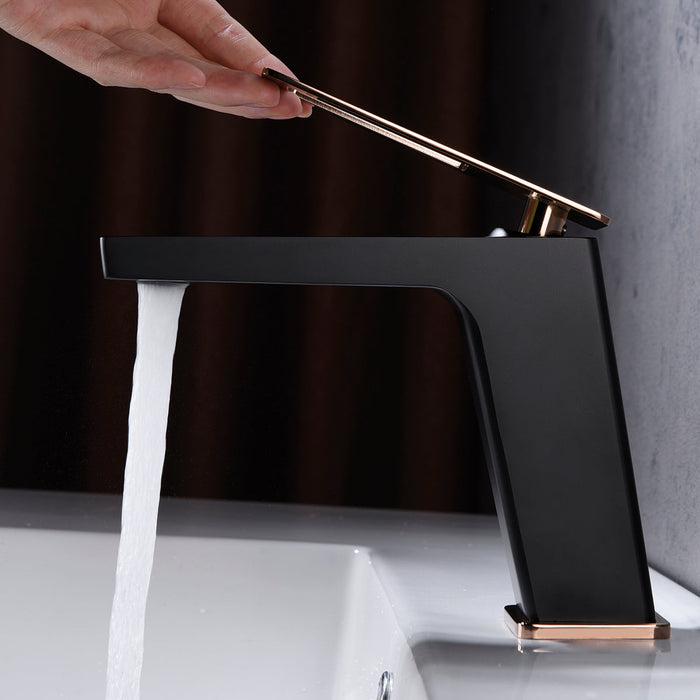 IMEX BDC032-1NOR SUECIA Grifo de Lavabo Negro Oro Rosa