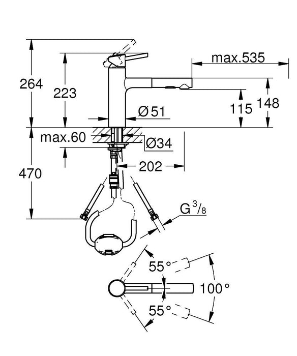 GROHE 30 273 001 Concetto Monomando de fregadero 1/2" cromo